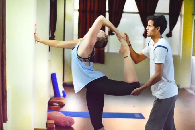 yoga practice at arogya yoga school